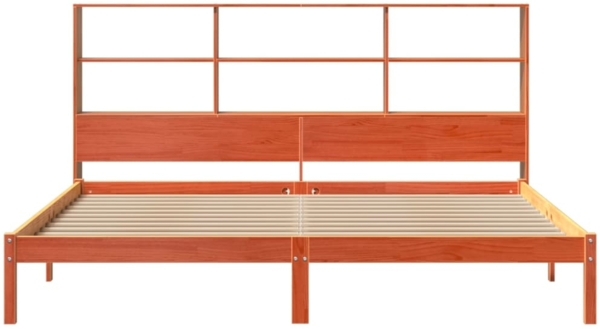 vidaXL Massivholzbett mit Regal ohne Matratze Wachsbraun 200x200 cm 3321609 Bild 3