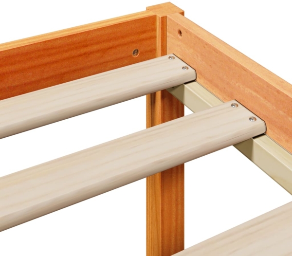 vidaXL Massivholzbett mit Regal ohne Matratze Wachsbraun 200x200 cm 3321609 Bild 8