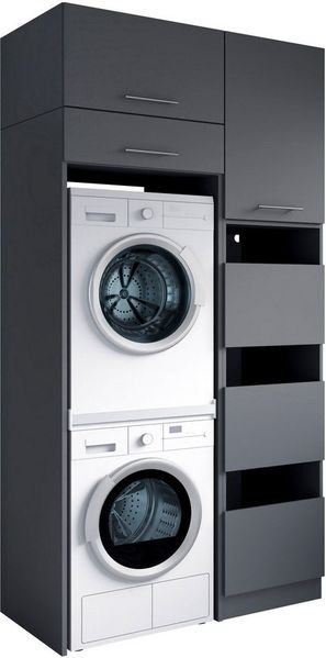 Laundreezy Mehrzweckschrank-Set Laundreezy, 4-tlg. Mehrzweckschrank-Set B/H/T 118/238/68 cm, (4-St), Breite 118 cm, Soft-Close-Funktion, höhenverstellbare Füße
