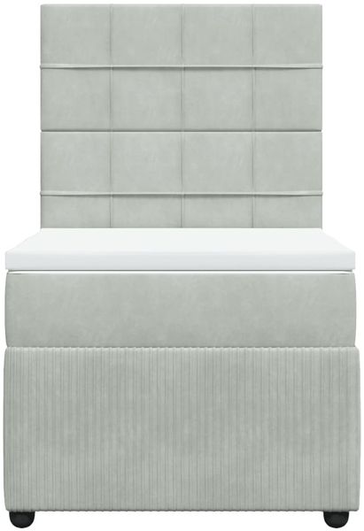 vidaXL Boxspringbett mit Matratze Hellgrau 90x200 cm Samt 3292238 Bild 4