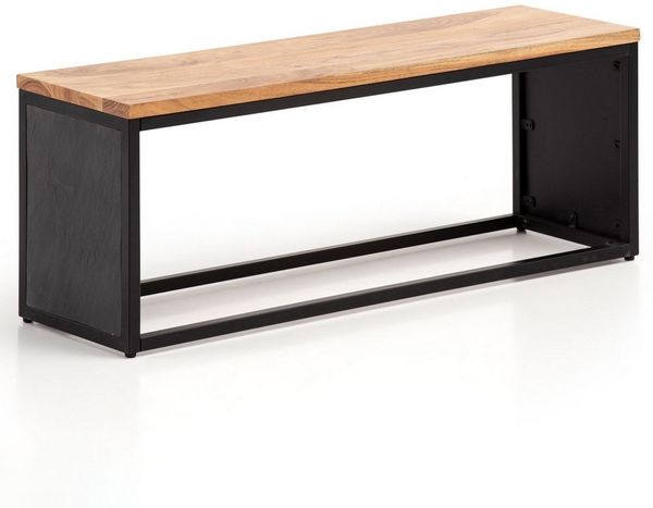KADIMA DESIGN Sitzbank Sitzbank Akazie Massivholz / Steinoptik 120x45x35 cm Flurbank mit (Esszimmerbank), Metallgestell, Design Bettbank Schlafzimmer, Kleine Garderobenbank