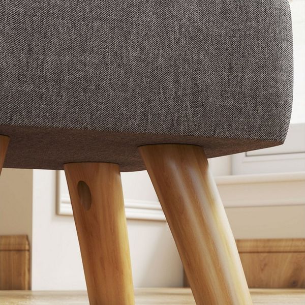 MC Star Fußhocker Hocker mit Leinenoptik, Holzbeine, Moderner Sitzhocker Polsterhocker (Ottomane für Schlafzimmer, Wohnzimmer, Grau)