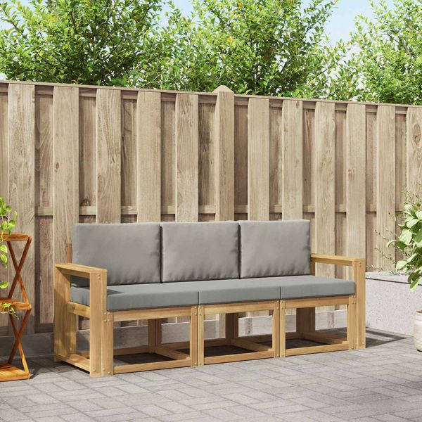 vidaXL Outdoor-Sofagarnitur 3 pcs Weiß und Hellgrau 197,5 x 63 x 73 cm 3387180