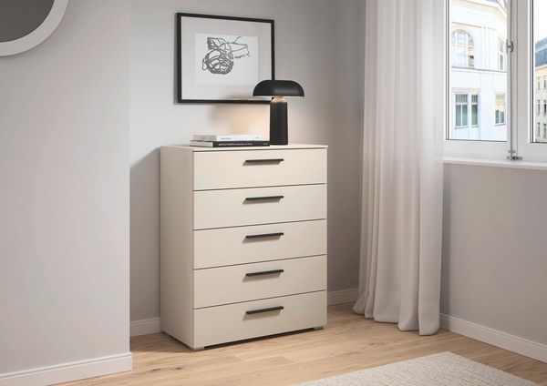 rauch Schubkastenkommode Highboard Sideboard Kommode MONTCLAR Frontauswahl Dekor/Hochglanz/Glas (in 2 Breiten: 40 oder 80 cm / Höhe 100 cm, inkl. Soft-Close-Funktion), mit 5 geräumigen Schubladen, viele Griffvarianten MADE IN GERMANY
