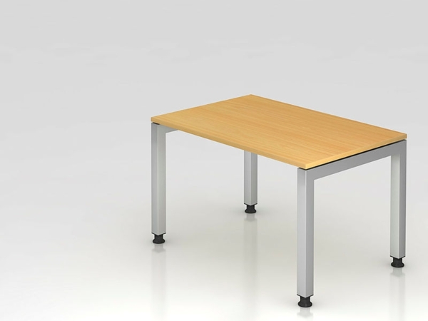 Schreibtisch JS12 U-Fuß / 4-Fuß eckig 120x80cm Buche Gestellfarbe: Silber