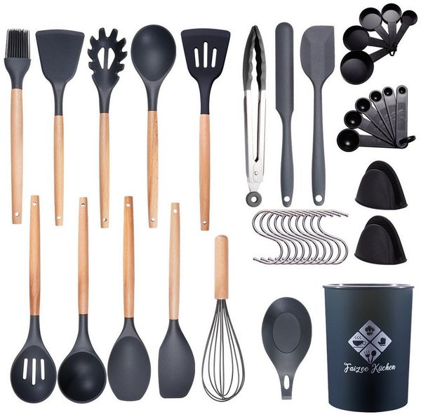 Faizee Home Kochbesteck-Set 38 tlg. Küchenhelfer Set in verschiedenen Farben Silikon (38-tlg)