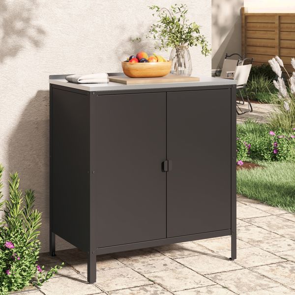 Outdoor Schrank Bolognano 92x80x50 cm Schwarz, matt [casa. pro]