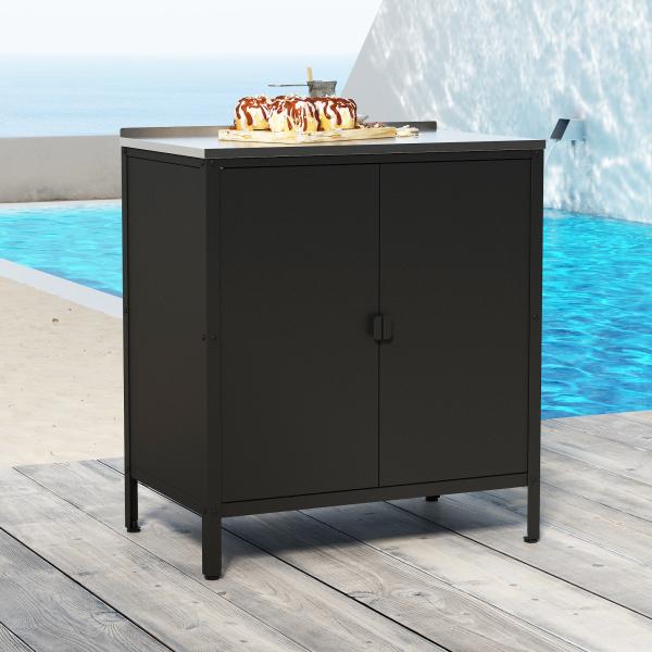 Outdoor Schrank Bolognano 92x80x50cm Schwarz, matt [casa. pro]