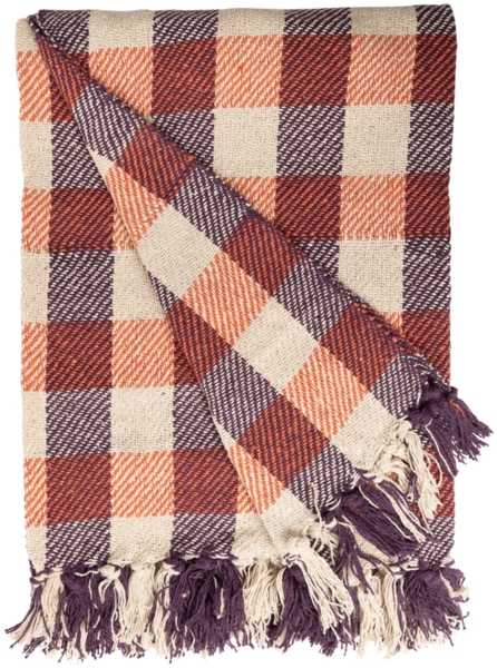 Decke Überwurf Würfel 100% Baumwolle 130x180 cm Skandinavisch Violett-Orange