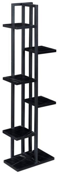 Pflanzregal Tohmajärvi Metall 120x34x21cm Schwarz / Marmoroptik Schwarz [en. casa]