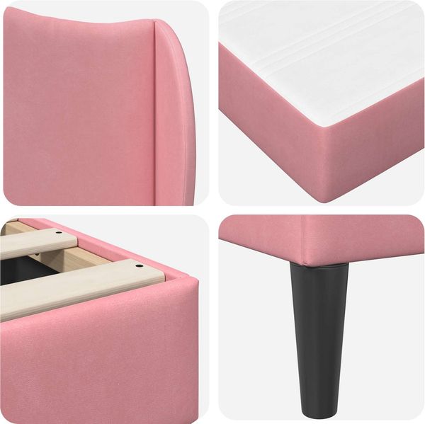 vidaXL Bettrahmen mit Kopfteil Rosa 140 x 190 cm Samt 3415205 Bild 9