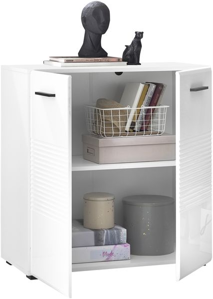 Kommode >BC 1065< in Weiß hochglanz aus MDF - 80x83x40cm (BxHxT) Bild 10