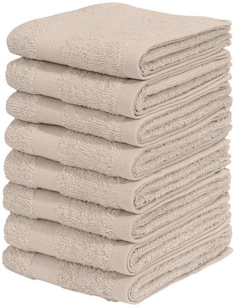 OTTO home Gästehandtücher Vanessa, 8 Gästehandtücher, 30x50cm, in Standard- und Premium-Qualität, Walkfrottee (Set, 8-St), Handtücher mit Bordüre, 100% Baumwolle, einfarbig, weich