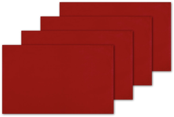 4er Set Tischsets Platzset Tischuntersetzer Platzdeckchen Tischdeko Tischmatte Essensunterlage Maße 30x45 cm, Farbe: rot - karminrot