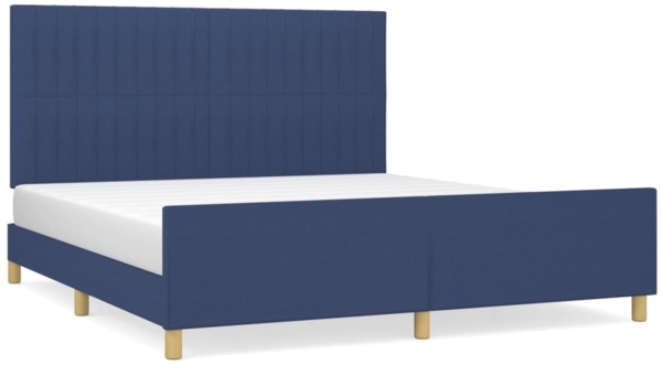 Doppelbett, Polsterbett mit Kopfteil Stoff Blau 160x200 cm