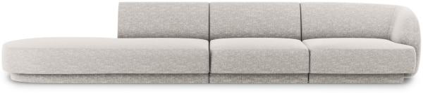Micadoni 4-Sitzer Links Samtstoff Sofa Miley | Beinfarbe Black Plastic, Hellgrau, Chenille
