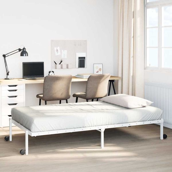 vidaXL Bettgestell ohne Matratze Klappbar Weiß 75x190 cm Stahl 4103964