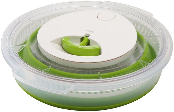 EMSA 512992 Falt-Salatschleuder Basic, 4 Liter, transparent/grün