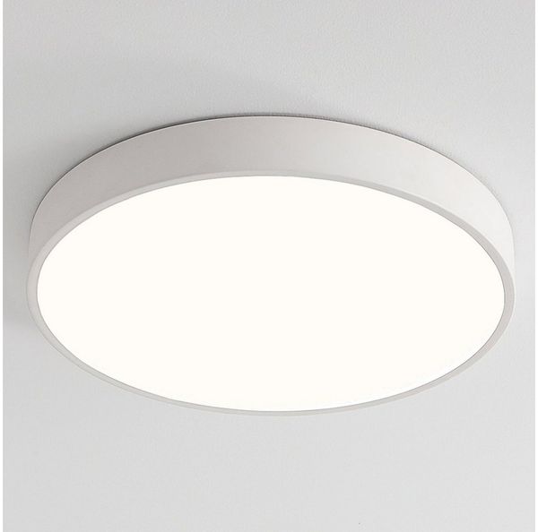 style home LED Deckenleuchte Flach Rund Deckenlampe aus Metall, Warmweiß 3000K, 24W/36W/48W, LED fest integriert, nicht dimmbar, Warmweiß 3000K, Weiß 40*40*4cm für Schlafzimmer Wohnzimmer Küche Büro Flur Diele