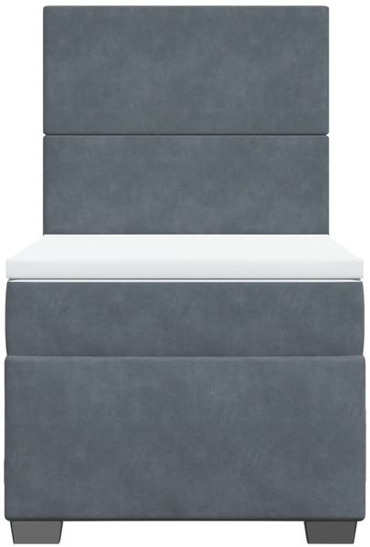 vidaXL Boxspringbett mit Matratze Dunkelgrau 90x200 cm Samt 3293105 Bild 6