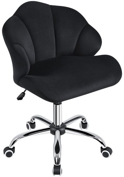 Yaheetech Drehstuhl in Muschelform, höhenverstellbar, verstellbare Sitzhöhe (47,5 - 57 cm), Bouclé, Schwarz