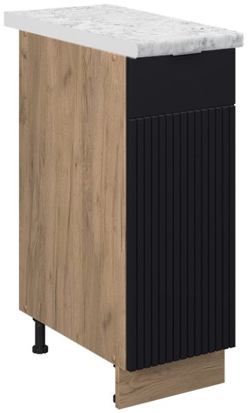 Apothekerschrank Fame-Line Schwarz gestreift 30 cm , AP Marmor Vicco