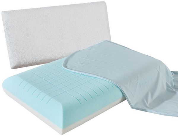 Elemuse Nackenstützkissen Sommer Kühlend Kopfkissen Gelschaumkopfkissen, Füllung: Gel Memory Schaum, Kopfkissenkern und Kopfkissenbezug, Doppelte Bezüge: Polymer-Eisseide, Orthopädisch, Kühlend, OEKO-TEX®