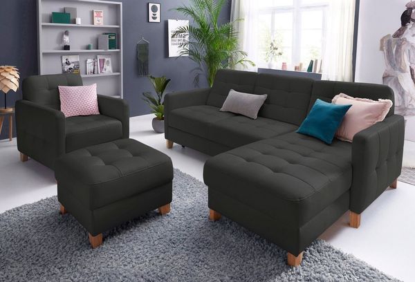 exxpo - sofa fashion Ecksofa Elio, kompakt und komfortabel, bequem und zeitloses Design, L-Form, wahlweise mit Bettfunktion