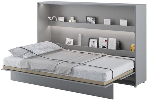 MEBLINI Schrankbett Bed Concept - BC-05 - 120x200 cm Horizontal - Grau Matt mit Matratze - Wandbett mit Lattenrost - Klappbett mit Schrank - Wandklappbett - Murphy Bed - Bettschrank