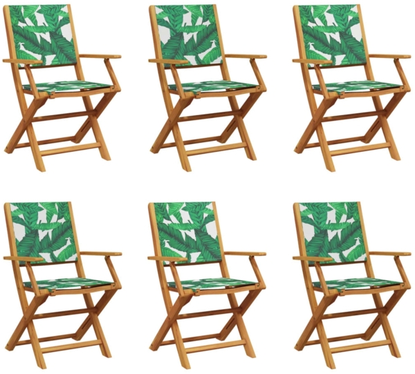 vidaXL Gartenstühle 6 Stk. Klappbar Grün Stoff und Massivholz 3214587