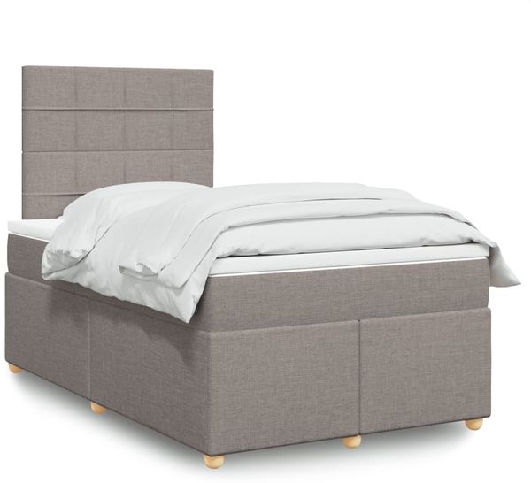 vidaXL Boxspringbett mit Matratze Taupe 120x200 cm Stoff 3293551