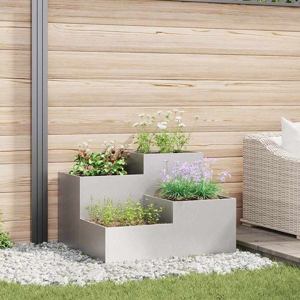vidaXL Gartenblumentopf Silber 100 x 100 x 60 cm Edelstahl 865866
