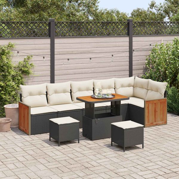 vidaXL Gartensofa-set mit Kissen 9 pcs Schwarz und Creme 3363195