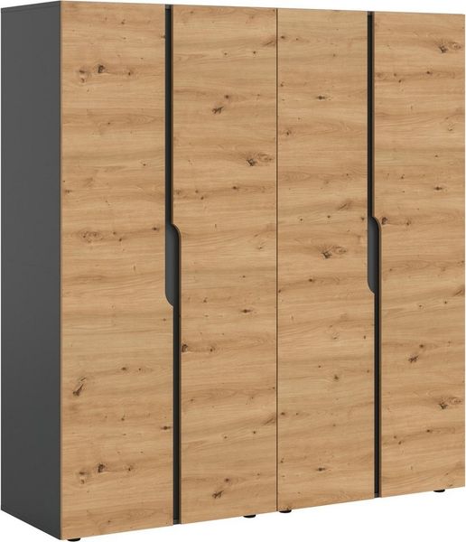 Home affaire Kleiderschrank BJÖRNEBORG, Schlafzimmerschrank, Garderobe, Schrank (inklusive Wechselblende in anthrazit und Artisan Eiche Nachbildung) 2 Schränke, je 80 cm breit, 2 Kleiderstange, 4 Böden