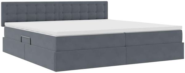 vidaXL LED-Speicherbett mit Matratze Dunkelgrau 200 x 200 cm Samt 3371536 Bild 6