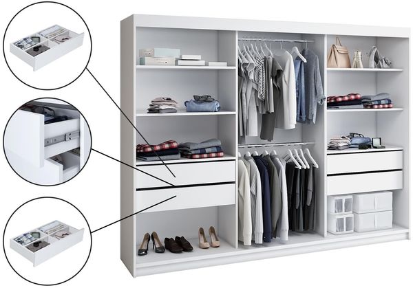 Schwebetürenschrank DIVER 3-türig Schrank 200 cm (mit Spiegel) Farbe: Graphit Bild 5