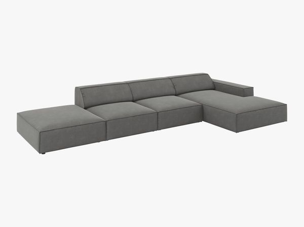 Micadoni Ecksofa Jodie 5-Sitzer Rechts Samt Bluvel Hellgrau Bild 2