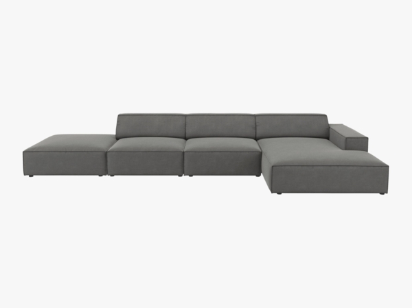 Micadoni Ecksofa Jodie 5-Sitzer Rechts Samt Bluvel Hellgrau