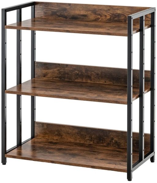 COSTWAY Bücherregal, 3 Ebenen, mit verstellbaren Regal, Metall, 70x35x81cm