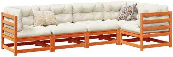 vidaXL 5-tlg. Garten-Sofagarnitur Wachsbraun Massivholz Kiefer 3299431