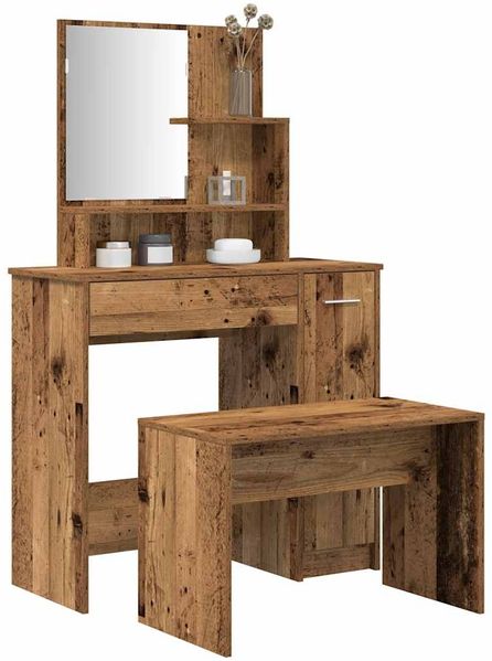 vidaXL Schminktisch-Set Altholz-Optik Holzwerkstoff 3329191