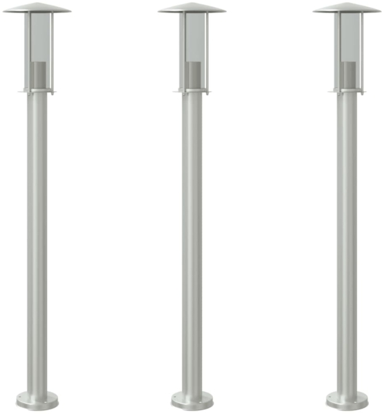 vidaXL Wegeleuchten 3 Stk. Silbern 100 cm Edelstahl 4006352