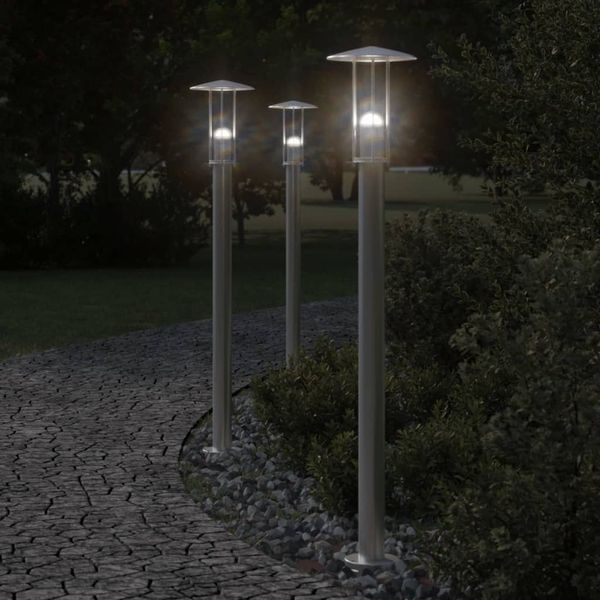 vidaXL Wegeleuchten 3 Stk. Silbern 100 cm Edelstahl 4006352