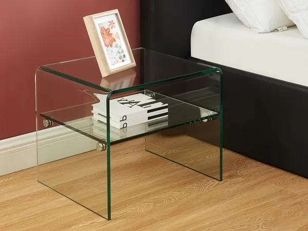 Vente-unique - STILEOS Bedside table Glas Transparent - B 40 cm x H 40 cm x L 48 cm