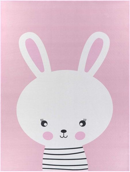 TaraCarpet Kinderteppich Fresh Kids Tiere, rechteckig, Höhe: 5 mm, Fresh Kids Tiere Hase Rosa Kinderzimmer Jugendzimmer 80x150 cm