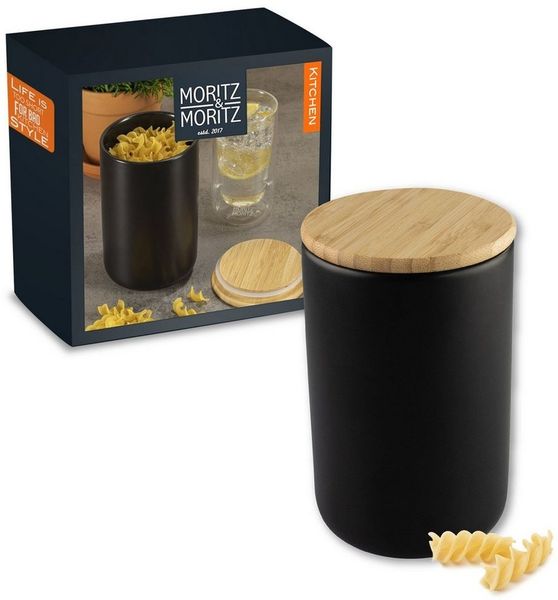 Moritz & Moritz Vorratsdose Moritz & Moritz Vorratsdose Schwarz L, Keramik, (Packung, 2-tlg), 900 ml - Beschreibbar