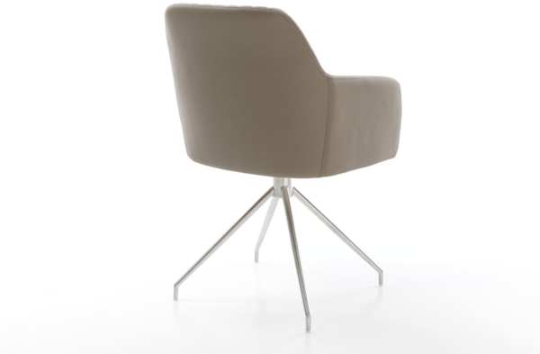 Esszimmerstuhl Greg-Flex Echt-Leder Schlamm Kreuzgestell konisch Edelstahl Taschenfederkern Bild 5