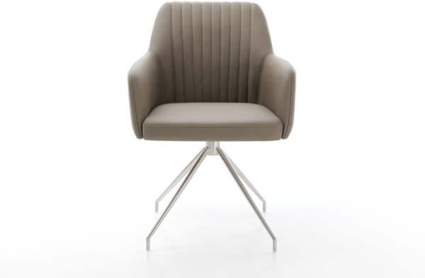 Esszimmerstuhl Greg-Flex Echt-Leder Schlamm Kreuzgestell konisch Edelstahl Taschenfederkern Bild 2