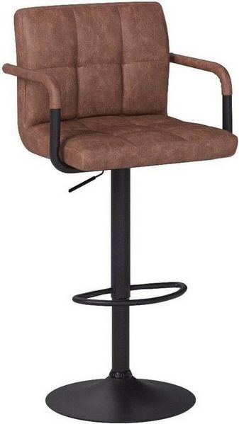 WOLTU® Barhocker BH113dbr-1 1er Set Barstuhl Tresenhocker Bistrohocker Designer Hocker mit Rückenlehne, Kunstleder in Antiklederoptik höhenverstellbar drehbar Stahl Dunkelbraun
