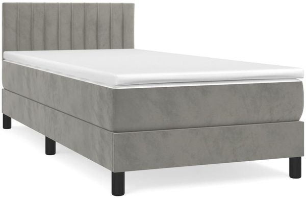 vidaXL Polsterbett mit Matratze Hellgrau 80x200 cm Samt, Härtegrad: H2 [3141389] Bild 2